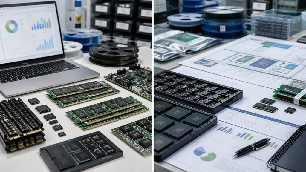 Two-panel visual showing RAM and flash memory planning for hardware product teams